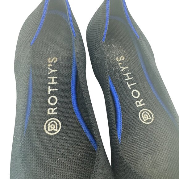 Rothys Round Toe Womens Size 7 Black & Blue Knit Ballet Flats - Picture 2 of 5